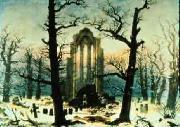 Caspar David Friedrich Cloister Cemetery in the Snow Norge oil painting reproduction